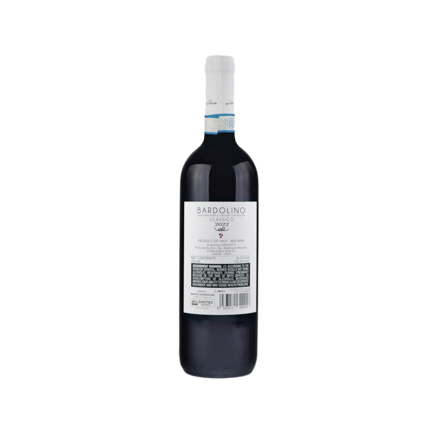 Bardolino D.O.C. Classico - Marchesini Family Rotwein Gardasee Bardolino Venetien 750ml Flasche backside